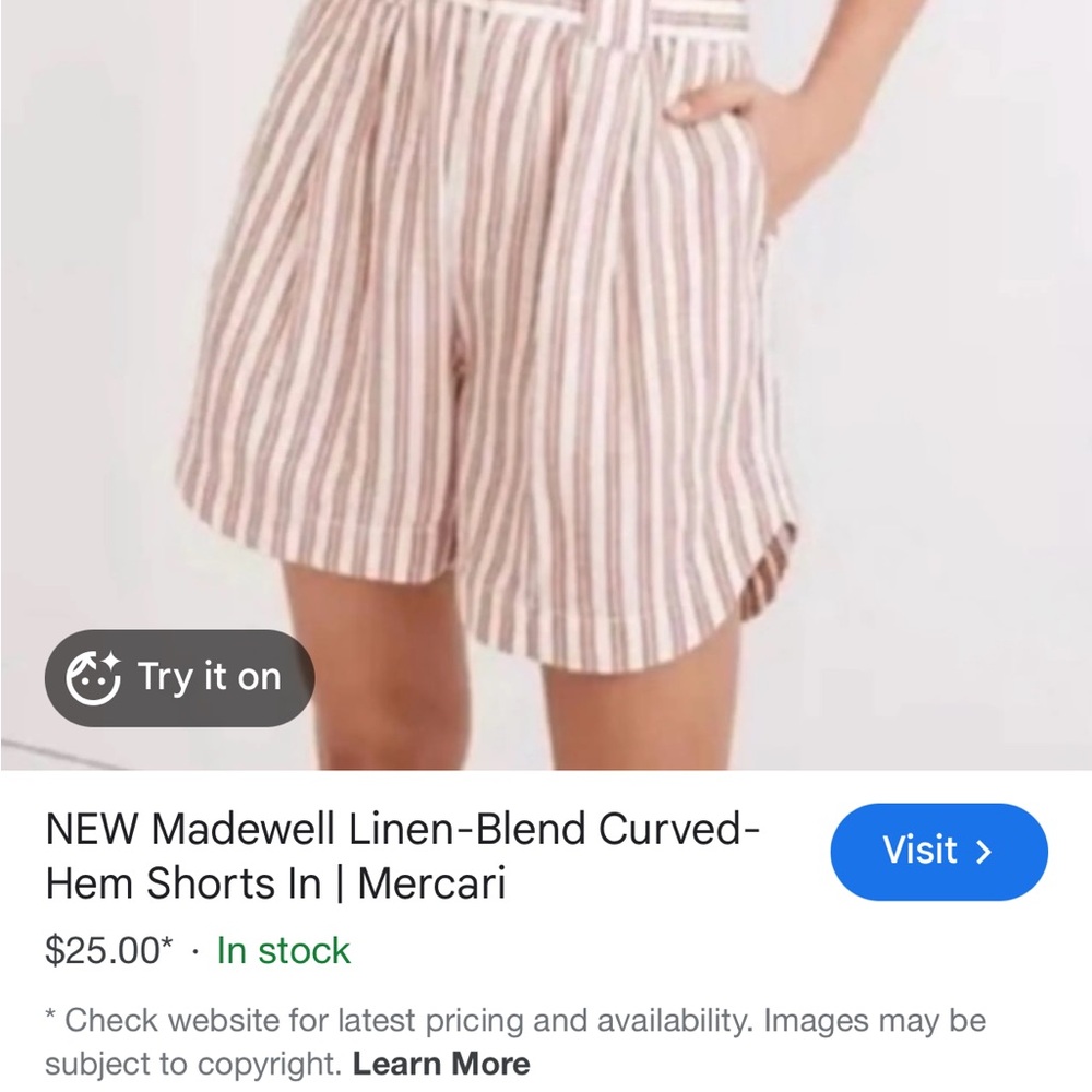 Madewell Striped High-Waist Shorts in Cream & Rust
